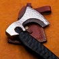 20" Custom Hand Made Forged D2 Steel Hunting Axe Fixed Blade Leather Handle Wood