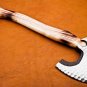18" Custom Hand Made Forged D2 Steel Hunting Axe Fixed Blade Leather Handle Wood