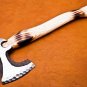 18" Custom Hand Made Forged D2 Steel Hunting Axe Fixed Blade Leather Handle Wood