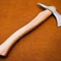 16" Custom Hand Made Forged D2 Steel Hunting Axe Fixed Blade Leather Handle Wood