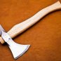 16" Custom Hand Made Forged D2 Steel Hunting Axe Fixed Blade Leather Handle Wood