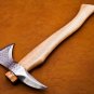 16" Custom Hand Made Forged D2 Steel Hunting Axe Fixed Blade Leather Handle Wood