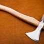 Custom Hand Made Forged D2 Steel Hunting Axe Fixed Blade Leather Handle Wood With Leather Sheath 120