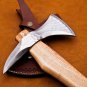 Custom Hand Made Forged D2 Steel Hunting Axe Fixed Blade Leather Handle Wood With Leather Sheath 120
