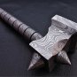 9" Handmade Damascus Steel Real Tomahawk Viking HAMMER Hand Forged Handmade Damascus Steel