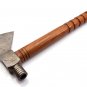 Custom Hand Made Forged Damascus Steel Hunting Axe Fixed Blade Leather Handle Wood