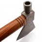 Custom Hand Made Forged Damascus Steel Hunting Axe Fixed Blade Leather Handle Wood