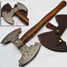 20"Hand Forged Handmade Damascus Steel Blade Knife| Hatchet| AXE Walnut Wood|