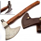 19"Hand Forged Handmade Damascus Steel Blade Knife| Hatchet| AXE walnut Wood| Integral