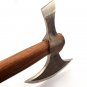 Custom Hand Made Carbon Steel Hunting Axe Fixed Blade Leather Handle Walnut Wood