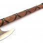 Custom Hand Made Carbon Steel Hunting Axe Fixed Blade Leather Handle Walnut Wood
