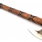 Custom Hand Made Carbon Steel Hunting Axe Fixed Blade Leather Handle Walnut Wood