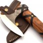Custom Hand Made Carbon Steel Hunting Axe Fixed Blade Leather Handle Walnut Wood