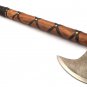 Custom Hand Made Carbon Steel Hunting Axe Fixed Blade Leather Handle Walnut Wood
