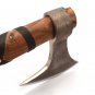 Custom Hand Made Carbon Steel Hunting Axe Fixed Blade Leather Handle Walnut Wood