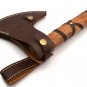 Custom Hand Made Carbon Steel Hunting Axe Fixed Blade Leather Handle Walnut Wood