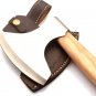 Custom Hand Made Forged D2 Steel Hunting Axe Fixed Blade Leather Handle Wood With Leather Sheath
