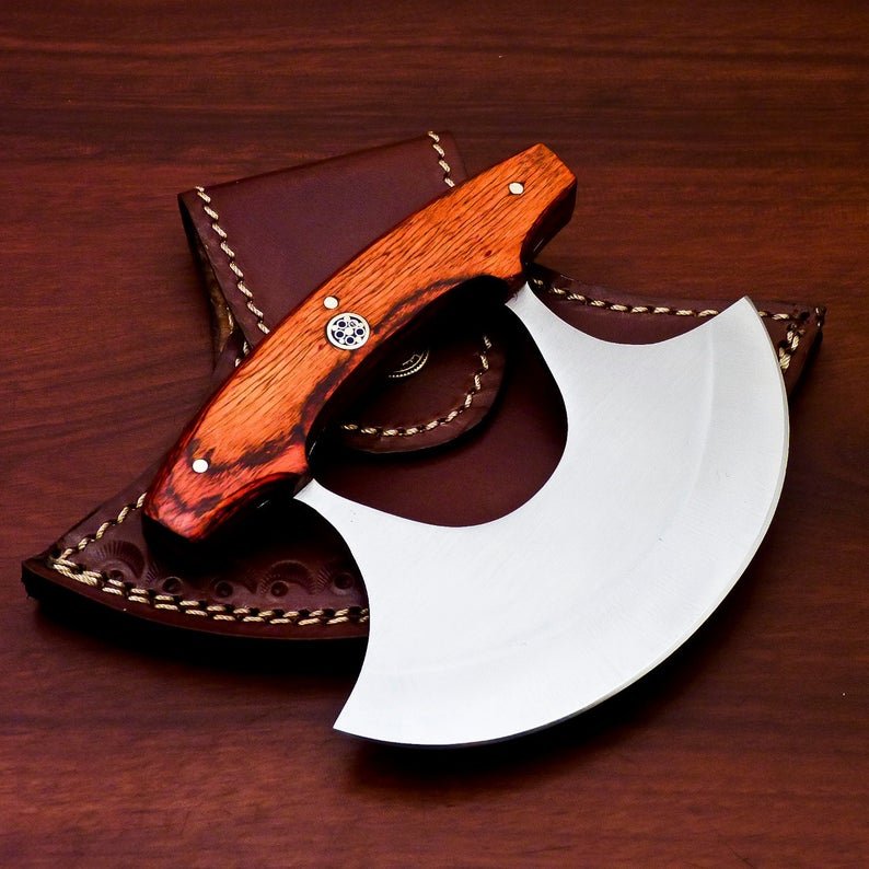 Handmade D2 Steel Chef Kitchen Ulu Knife Heavy Duty D2 Steel Comes With Leather Sheath