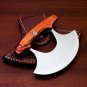 Handmade D2 Steel Chef Kitchen Ulu Knife Heavy Duty D2 Steel Comes With Leather Sheath