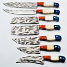 Chef Knife Set Vintage Knife Set Hand Forged J2 Steel Knives Handle Buffalo Bone,Olive Wood