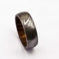 Damascus Steel Ring Band Walnut Wood Shall Custom Width Handmade Damascus Rin