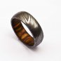 Damascus Steel Ring Band Walnut Wood Shall Custom Width Handmade Damascus Rin