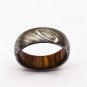 Damascus Steel Ring Band Walnut Wood Shall Custom Width Handmade Damascus Rin