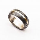 Damascus Steel Ring Band Brass Outer Liner Steel Shall Custom Width Handmade Damascus Ring Men