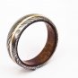 Damascus Steel Ring - Whiskey Barrel Wood Ring Mens Wedding Band - Damascus Ring