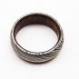 Damascus Steel Ring - Whiskey Barrel Wood Ring Mens Wedding Band - Damascus Ring