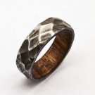 Damascus Steel Ring Band Wood Shall Custom Width Handmade Damascus Ring Men