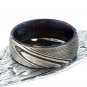 Damascus Steel Ring Band inner Shall Blue Carbon Fiber Custom Width Handmade Damascus Ring