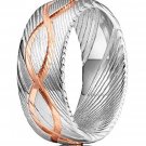 Damascus Steel Ring Band Handmade Damascus Ring Infinity Symbol Engraved Mens Damascus