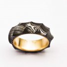 Damascus Steel Ring Band Custom Width Handmade Damascus Ring Twisted Damascus Brass Shall Men