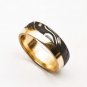 Damascus Steel Ring Band Custom Width Handmade Damascus Ring inner and Outer Brass Shall Men