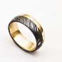 Damascus Steel Ring Band Custom Width Handmade Damascus Ring inner and Outer Brass Shall Men