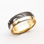 Damascus Steel Ring Band Custom Width Handmade Damascus Ring inner and Outer Brass Shall Men
