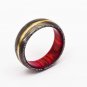 Damascus Steel Ring Band Brass Outer Liner Wood Shall Custom Width Handmade Damascus Ring