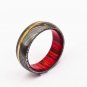 Damascus Steel Ring Band Brass Outer Liner Wood Shall Custom Width Handmade Damascus Ring