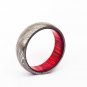 Damascus Steel Ring - Whiskey Barrel Wood Ring Mens Wedding Band - Damascus Ring Wood
