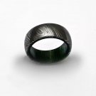 Damascus Steel Ring - Whiskey Barrel Wood Ring Mens Wedding Band - Damascus Ring Wood