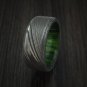 Damascus Steel Ring - Whiskey Barrel Wood Ring Mens Wedding Band - Damascus Ring Wood