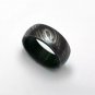 Damascus Steel Ring - Whiskey Barrel Wood Ring Mens Wedding Band - Damascus Ring Wood