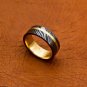 Damascus Steel Ring Yellow gold Outer Liner Yellow Gold Shall Custom Handmade Damascus Ring