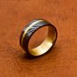 Damascus Steel Ring Yellow gold Outer Liner Yellow Gold Shall Custom Handmade Damascus Ring
