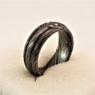 Damascus Steel Ring Band Rose gold Outer Liner Steel Shall Custom Width Handmade Damascus Ring