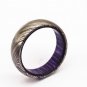 Damascus Steel Ring - Whiskey Barrel Wood Ring Mens Wedding Band - Damascus Ring Wood