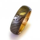 Damascus Steel Ring Band Brass Shall Custom Width Handmade Damascus Ring Men Wedding Ring