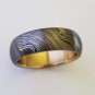Damascus Steel Ring Band Brass Shall Custom Width Handmade Damascus Ring Men Wedding Ring