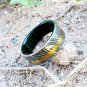 Damascus Steel Ring Band Whiskey Barrel Wood Shall Gold Inlay Handmade Damascus Ring Men